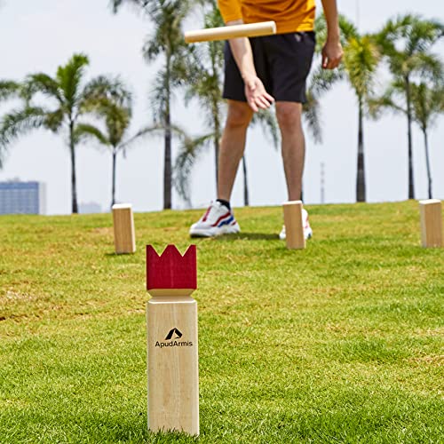 Outdoor Kubb Yard Game Set with Carrying Bag - Viking Chess Lawn Fun - Burlywood