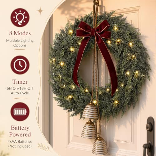 Shareconn 2-Pack 9FT Pre-Lit Cedar Christmas Garland with Lights, Mantel Decor
