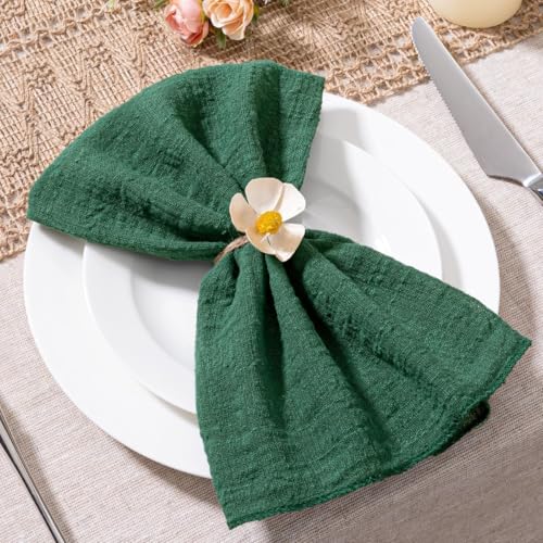 Emerald Green Cotton Linen Cloth Napkins Set of 10, 16.5" x 16.5" - MLMW