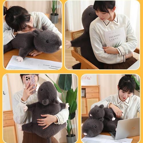 Large Rat Plush Pillow, Rat Stuffed Animal Plushie Toy for Kids Girls Boys, Birthday Gifts Room Decorations (Black)