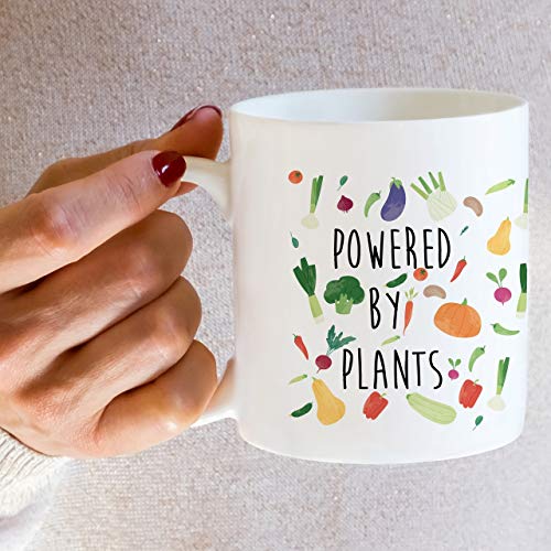 Retreez Funny Powered By Plants Vegan Vegetarian 11 Oz Ceramic Coffee