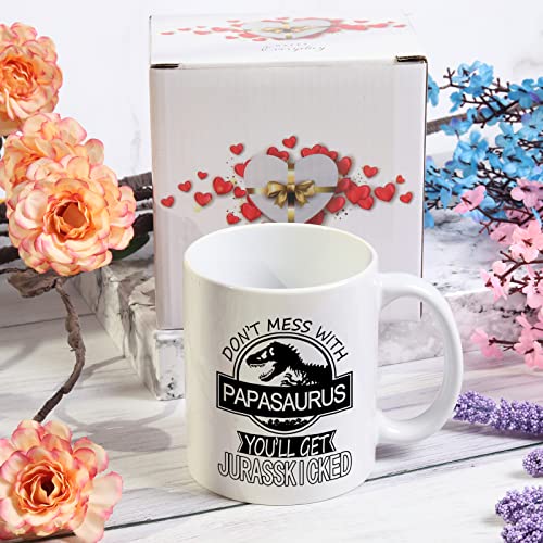 Aletege White Papasaurus Mug Don't Mess with Papasaurus 11oz Dad Gift