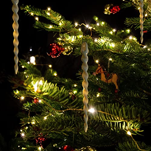 30PCS Christmas Ivory White Icicle Ornaments,Threaded Ice Strips Decorative Christmas Tree Hangings for Xmas Party,Wedding.(5.82")