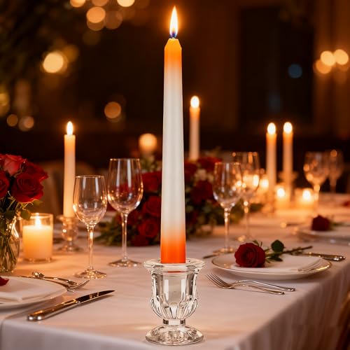 48 Pcs Clear Glass Taper Candle Holders Bulk - 2.5 Inch Modern Design