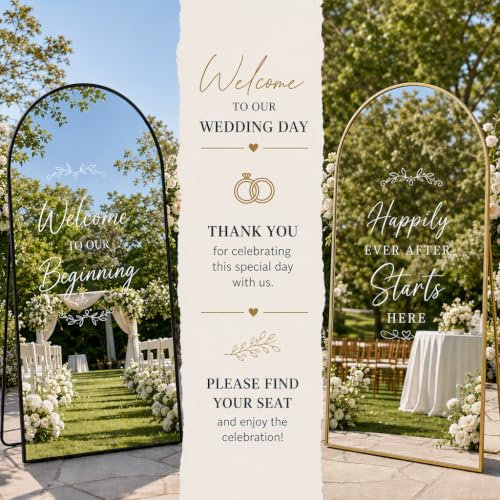 Arched Full Body Gold Mirror with Stand, 65"x24", Floor, Wall or