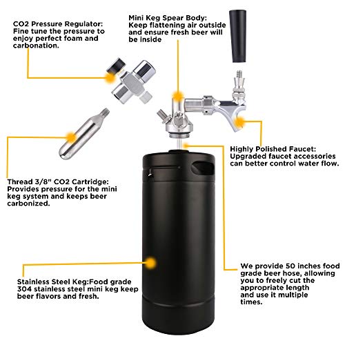 128oz Mini Keg Tap System with Stainless Steel Growler and Regulator