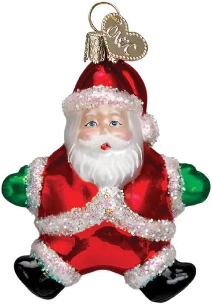 Mid-Century Santa Head Glass Blown Ornament - 3.25” for Christmas Tree Decor
