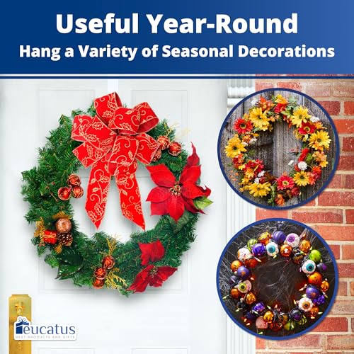 EUCATUS BEST PRODUCTS & GIFTS 1 Pack Clear Wreath Hangers for Doors - 12 Inch, No Scratch, Indoor & Outdoor, Fits 4mm+ Gap
