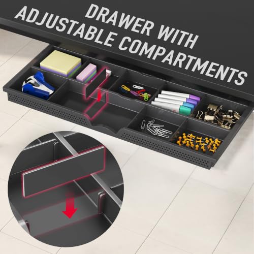 46-Inch Home Office Computer Desk with Drawer & Side Shelf, Black