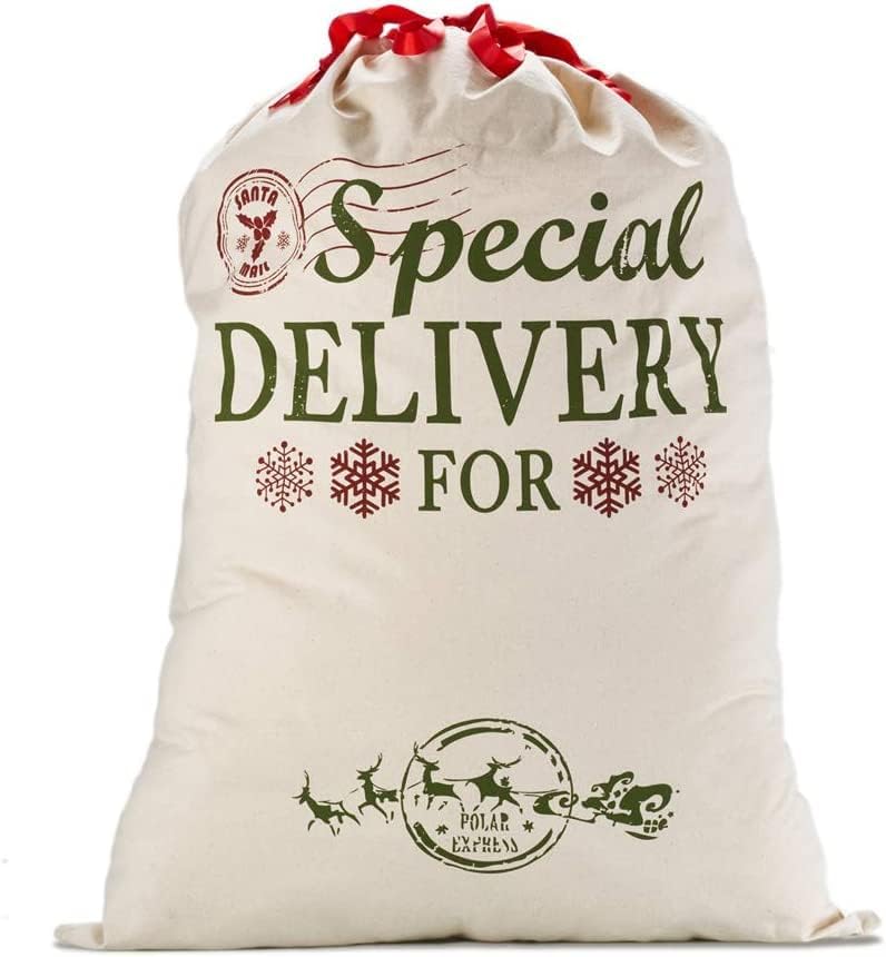 Extra Large Burlap Santa Sacks for Christmas Gifts - 19.7" x 26.8" Drawstring Holiday Bags for Kids & Decorations
