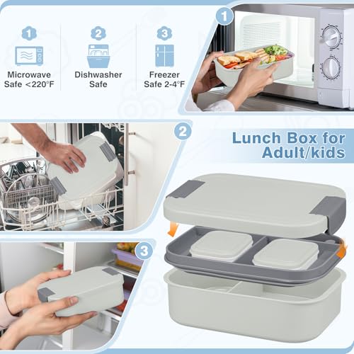 Gray Bento Lunch Box Set with Soup Thermo Food Jar and Tumbler for Kids & Adults