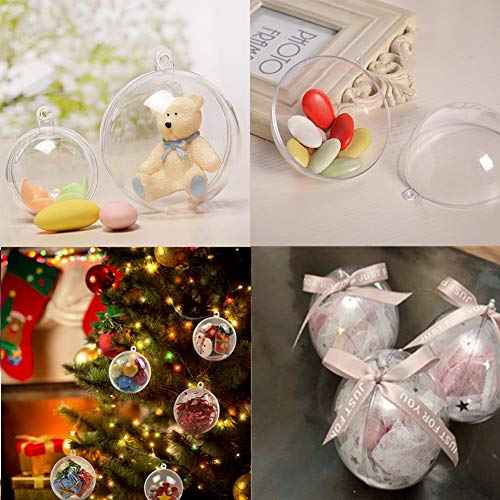 20 Pack Clear Plastic Fillable Ornament Ball,Sweetfamily DIY Christmas Decorations Tree Balls Baubles Craft Transparent Ball Gifts for Christmas,Wedding,Party,New Years Present,Home Decor,50mm