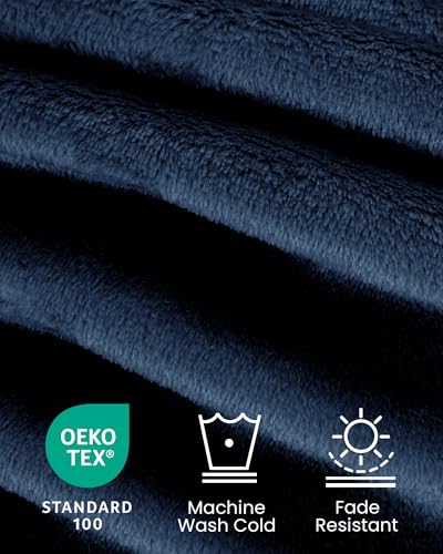 blunique Navy Fleece Blanket Twin XL Size, Soft Cozy Blankets for Bed and Couch, Machine Washable Luxury Microfiber, Lightweight Portable Plush Blanket for Travel, Camping, Pets, Women, Adults