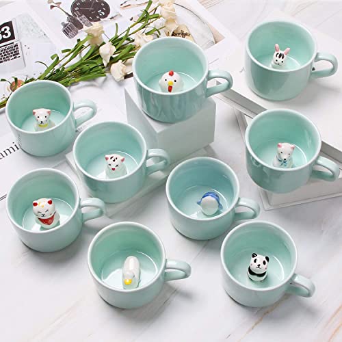 Jeuhoue Celadon Polar Bear Ceramic Mug with Hidden 3D Animal, 8oz