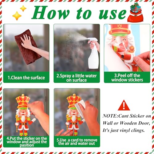 9 Sheets 200+Pcs Christmas Window Stickers Xmas Decals for Glass Snowflake Santa Claus Reindeer Christm Tree Window Cling Sticker for Decorations