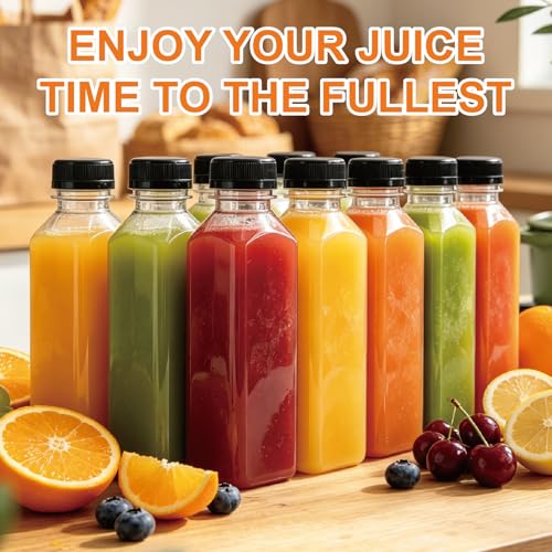 100pcs 16oz Plastic Juice Bottles with Caps - Reusable Food-Grade Containers, Labels & Accessories - Variation of THIS listing