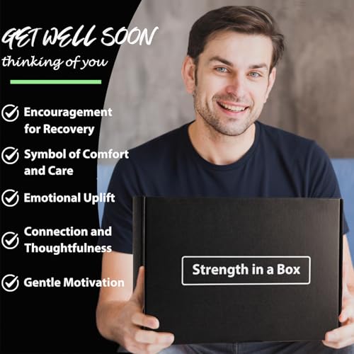 Men's Get Well Soon Care Package with Plush Blanket Mug Socks Notebook Stress Stone