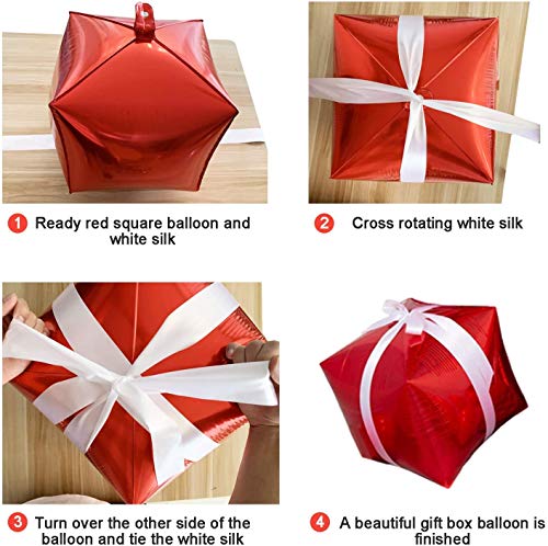Christmas Balloon Garland Kit with Red White Candy Balloons, Gift Box & Stars