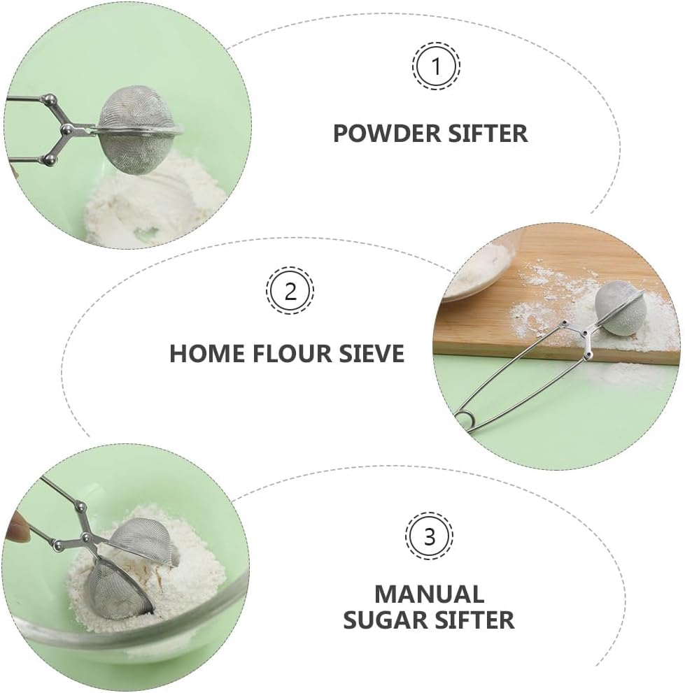 Zerodeko Stainless Steel Flour Spreader - 2-Pack Fine Mesh Strainers for Baking | 6.57 Inch Handheld Sifters