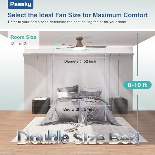 Brown 52-Inch Low Profile Ceiling Fan with Lights and Remote Control