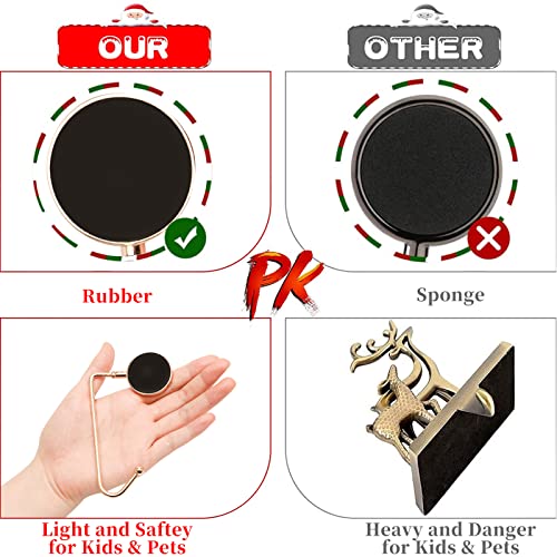 Christmas Mantle Stocking Holders Set of 6 - Upgrade Non-Slip Fireplace Hangers, Lightweight Metal Hooks for Christmas Party Decoration (Gold)