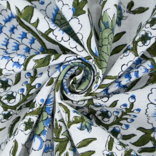 Sage Green Hand Block Print Cotton Square Tablecloth 60x60 Inches - Traditional Indian Design