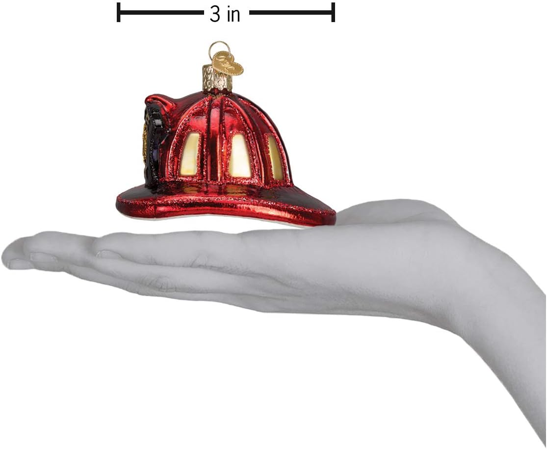 Fireman's Helmet Glass Blown Ornament - Handcrafted Christmas Tree Decoration