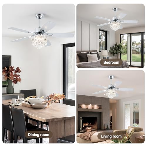 Chrome 42-Inch Ceiling Fan with Lights and Remote Control