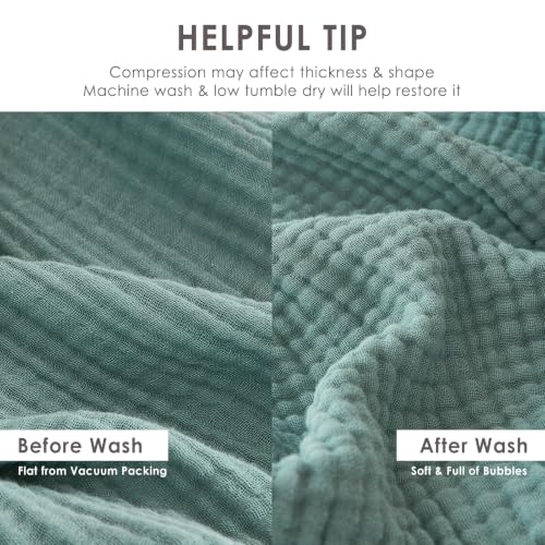 King Size Cotton Muslin Blanket - Teal 108x90 Inches, Soft & Breathable Bed Layering