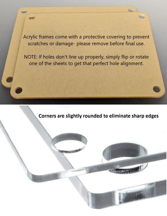 (8" x 8") Clear Acrylic Wall Mount Floating Picture Frame with (Gold Standoffs) Frame-less Double Panel Plexiglass Display for Photos Artwork Posters Paintings (Full Frame is 10" x 10")