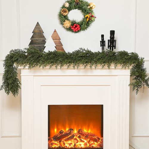 Jutom 6ft Artificial Cedar Garland - Realistic Faux Green Christmas Decoration