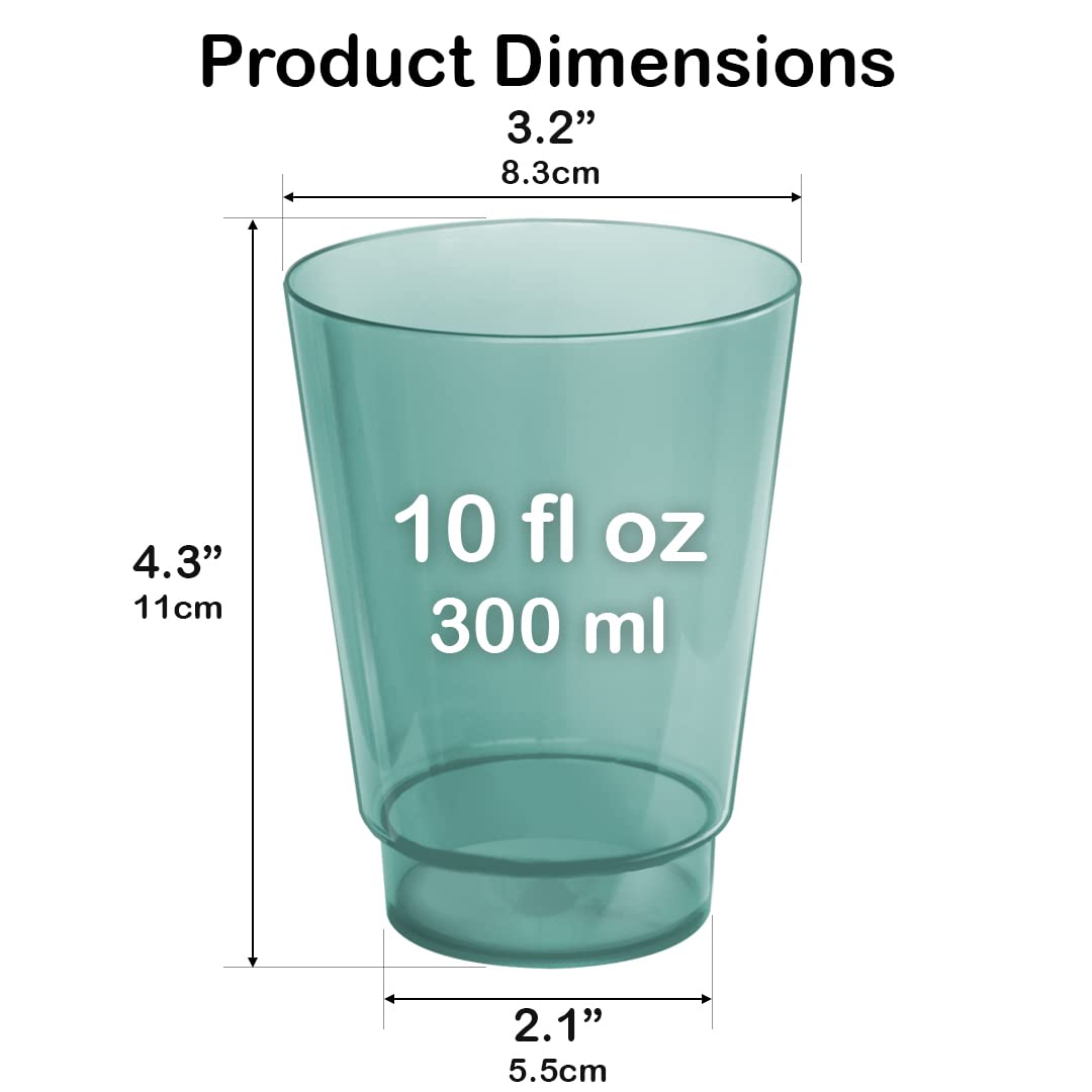 Acrimet Plastic Cup, Reusable, 10oz | 300ml, Tumbler Water, Machine Washable, Stackable Beverage Tumblers, Drinking Cup, Shatterproof, Durable (Green Color) (Set of 10)