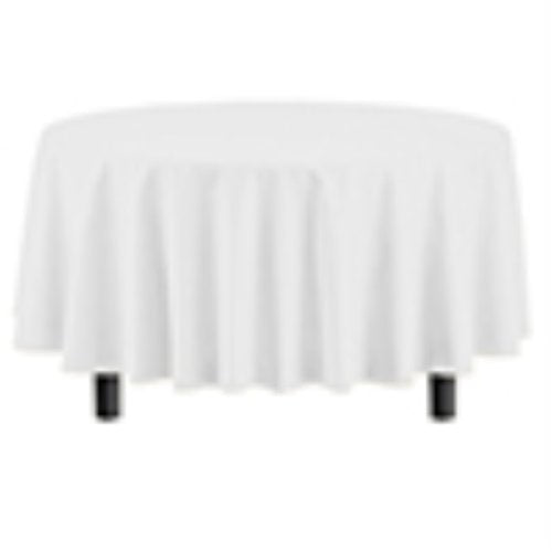 Exquisite 12-Pack Plastic Tablecloth 84 inch Round Value Pack Plastic Table Cover - White