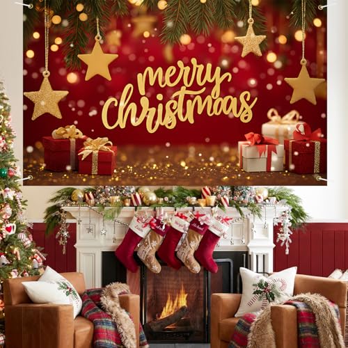 LEIWEIHOPE Christmas Backdrop Banner 71x43 Inch Snowman Santa Nativity Xmas Decoration (20)