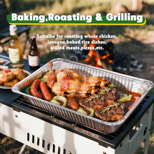 Boxential 21x13 Disposable Aluminum Pans 10 Pack Heavy Duty Deep Baking & Roasting
