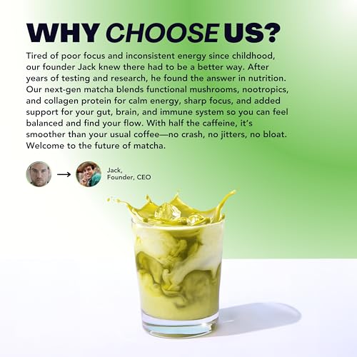 Ceremonial Grade Matcha Powder with Mushrooms & Collagen - Focus Energy Antioxidant Tea