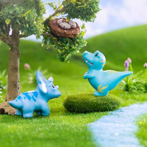 5 Pcs Lovely Dinosaur Figure Animal Toys Set Cake Topper, Micro Landscape Decor Fairy Garden Miniature Dinosaur Figurines Collection Playset for Christmas Birthday Gift Desk Decoration