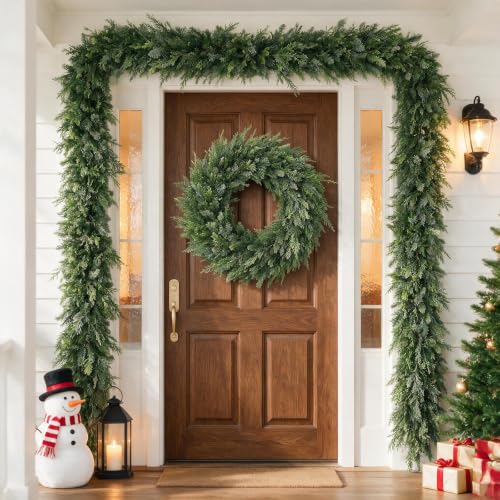 9FT Christmas Cedar Garland with Real-Touch Greenery - 9FT / 1