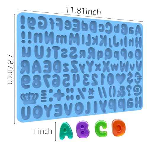 Letter Chocolate Silicone Molds, Number Candy Molds for Cake Decorations, Gummy Bear Mold Silicone with Scraper (letter number molds 002)