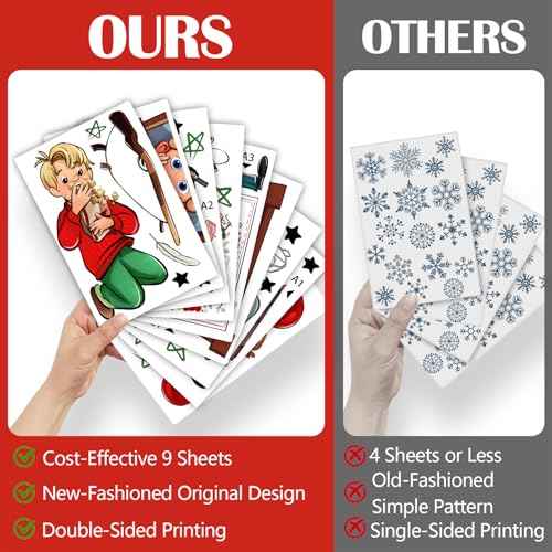 Yovkky Merry Christmas Home Alone Window Clings 9 Sheets, Xmas Kevin Battle Plan Thief 2026 New Year Stickers Decals Decor, Stocking Fan Iron Winter Holiday Home Kitchen Decorations