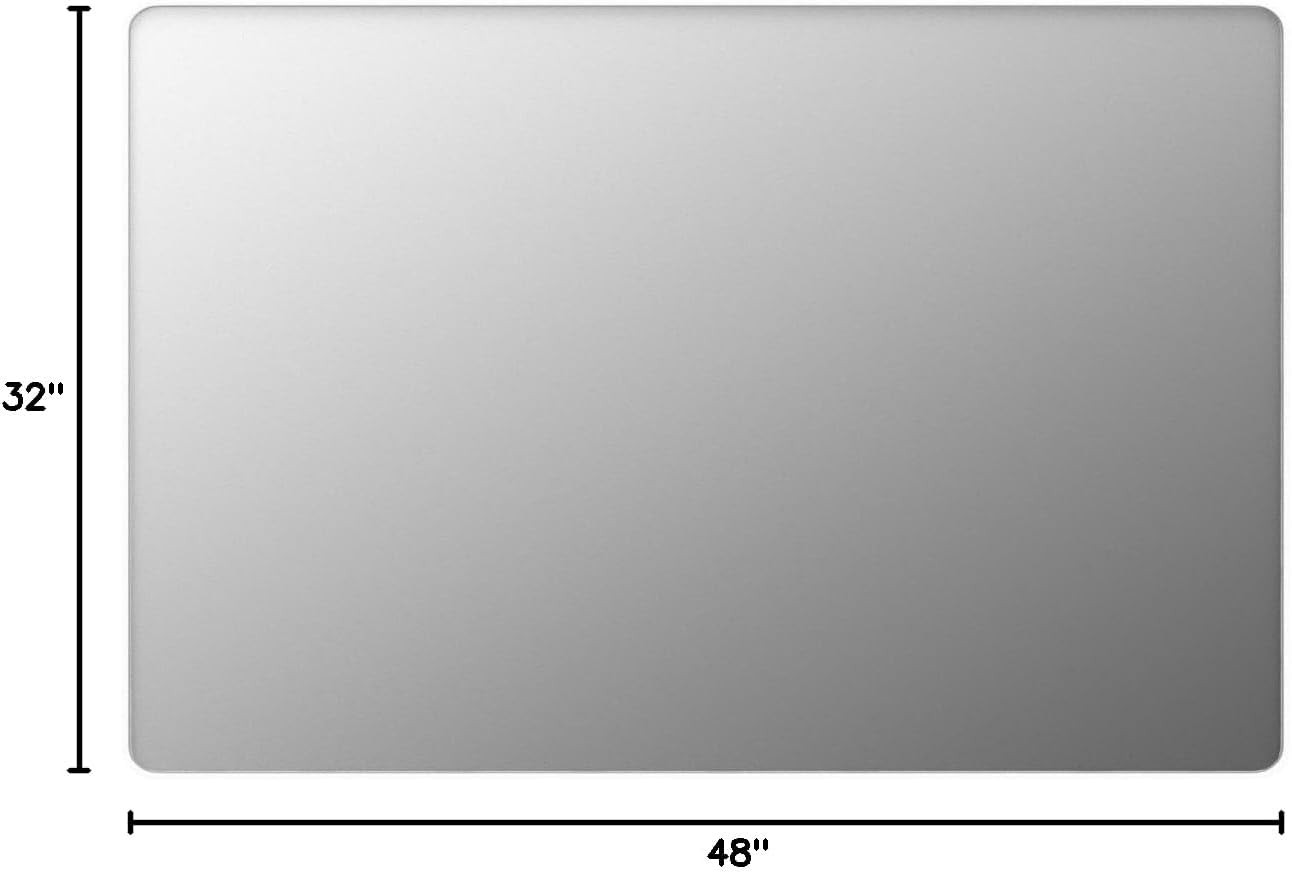 LOAAO Bathroom Mirror - 48x32 Inch White Metal Framed, Large Rounded Rectangle, Anti-Rust, Tempered Glass
