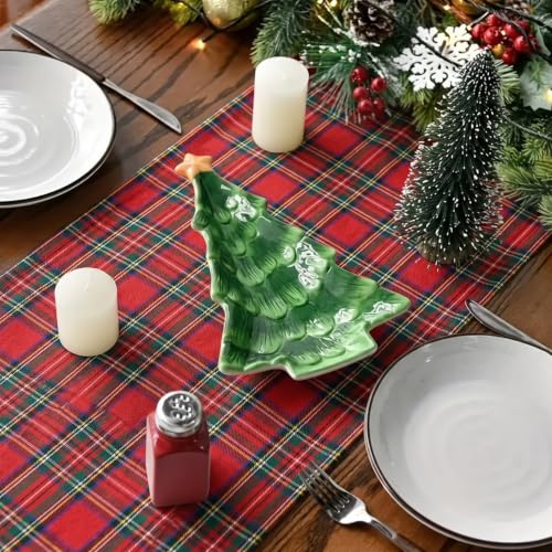 Niviy Red Green Plaid Christmas Table Runner 12 x 72 Inches - Festive Holiday Decor