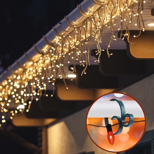 Christmas Light Clips for Banister Christmas Banister Clips Holiday Garland Hanger Hooks for Stockings String Lights Indoor Outdoor Decorations Stair Railing Fence Deck (Green, 16 PCS)