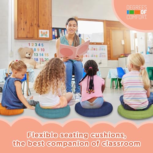 Kids Floor Cushions 8 Pack - Round Flexible Classroom Seating - Lovely