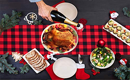 Senneny Red and Black Buffalo Check Cotton Table Runner 14 x 90 Inch - Holiday Christmas Decor