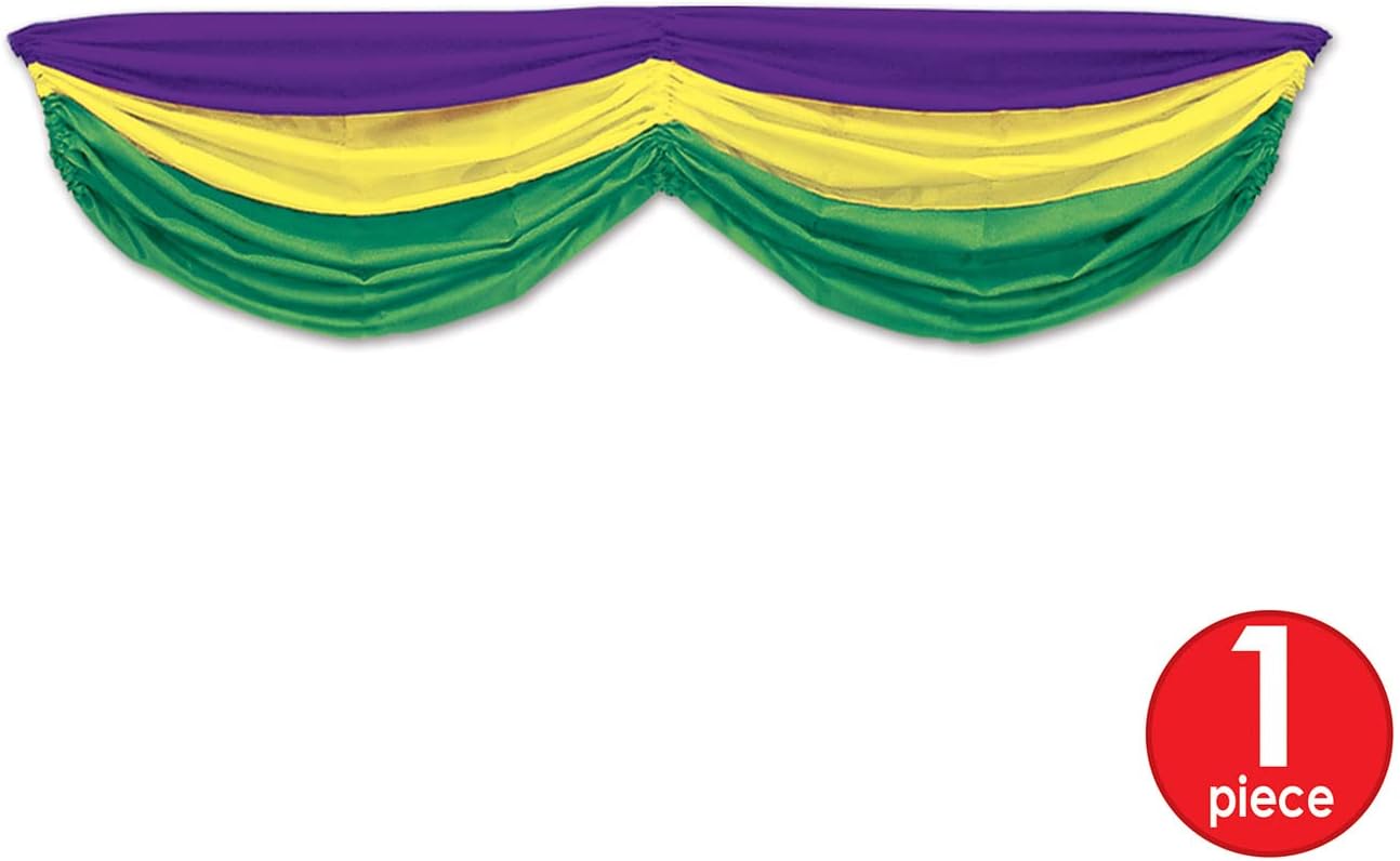 Comedy & Tragedy Faces Fabric Bunting - 5ft 10in Green Gold Purple Decoration