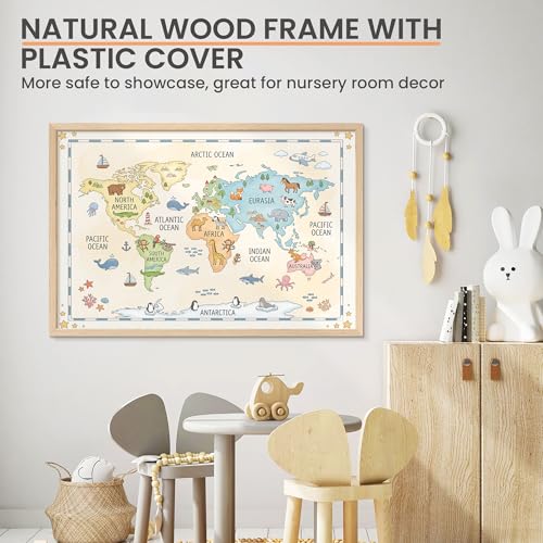 Upsimples 24x36 Natural Solid Wooden Picture Frame for Nursery Decor - 1 Pack