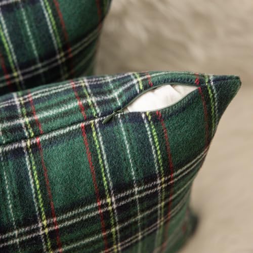 AQOTHES Green Blue Christmas Plaid Throw Pillow Covers Set of 2 18x18 Inches