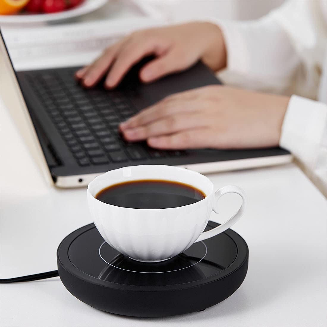 DOPUDO Coffee Warmer, 3-in-1 Mug Warmer with Auto Shut Off, Black, 36W Fast Heating, Perfect for Desk, Coffee, Tea, Milk