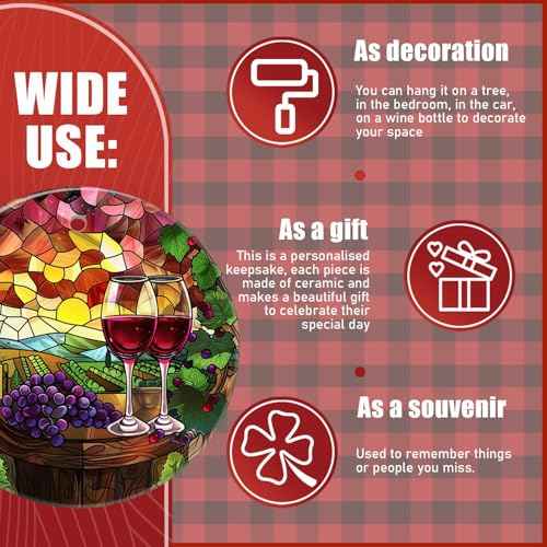 Funny Ornament Hanging Christmas Tree Ornaments,Stained Glass Style Wine,Holiday Keepsake for Xmas Tree Decoration